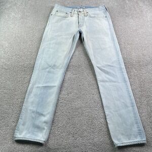 Helmut Lang Jeans Mens 31x30 Blue Slim Straight Button Fly Light Wash Denim